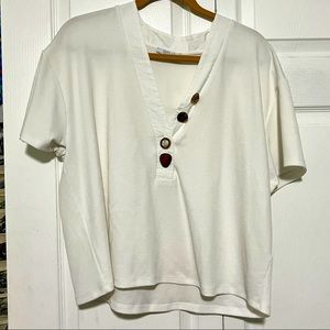 Button detail brunch top